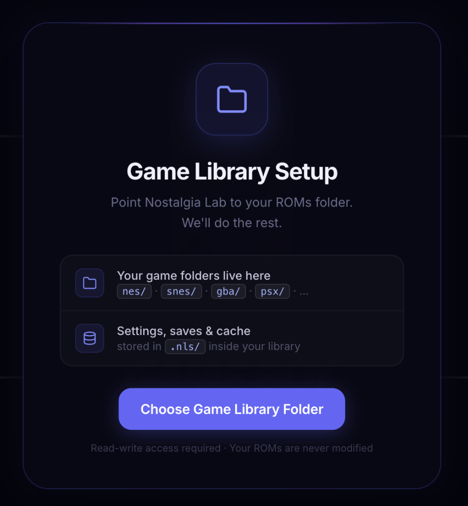 Game Library Setup Modal